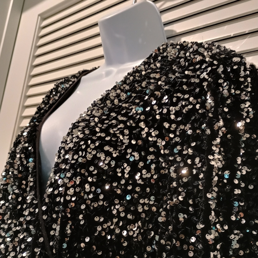 NWT Extro&Vert Sparkling Black Sequin Romper Shorts Size XXL - Picture 6 of 14